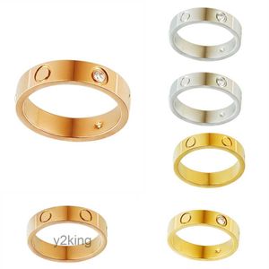 Fashion Jewelry Love Ring Stainless Luxury Classic Couple Unisex Designer Cuff Screw Steel Alloy Gold Fade Nail Plated Silver Crystal X1bs# ZCDR