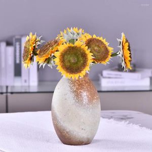 Decorative Flowers 36cm Artificial Yellow Fake Sunflowers Silk Flower Arrangement For Home Office Shop Living Room Decor Fall Decorations