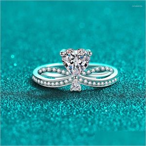 Klaster pierścienia serce w rytm dla kobiet 1 moissanite Diamond Ring PT950 Platinum Mesons Wedding Biżuter