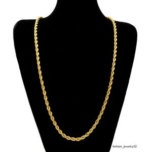 6.5mm Thick 75cm Long Rope Twisted Chain Gold Sier Plated Hip hop Heavy Necklace For men women