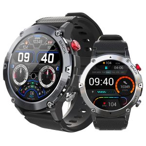 Military C21 Akıllı Saat Erkekleri Bluetooth Çağrı Fitness Tracker 5atm Su geçirmez spor bileği iPhone android telefon 2023 için akıllı saat