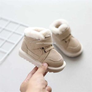 First Walkers Fashionable baby cotton shoes winter plush warm snow boots childrens soft soled boots anti slip walking shoes childrens shoes d240525