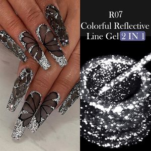 Lilycute 5ml Reflexivo Glitter Liner Gel Polish Bright Silver Sparkling Night Night Pretty for Manicure Nail Art Gel 240520