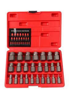 25 PCS kit de extrator de parafuso danificado Kit cromo molibdênio para parafuso hexágo