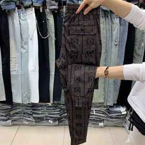 MENS Kobiety Projektantki Jacquard Spodnie wiosna lato mężczyźni dżinsowe spodnie podwójne litera swobodne litery spodni Wysokiej jakości cienkie dopasowane męskie legiki