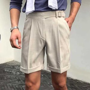 Shorts masculinos retro retro high shorts para homens primavera e verão de cor sólida shorts soltos para homens novos shorts retos casuais s2452411