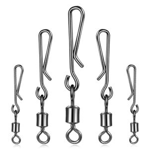 50PCS10PCS Fishing Barrel Bearing Swivel Stainless Steel Ring Connector Fishhooks with Interlock Snap Hook for 240522