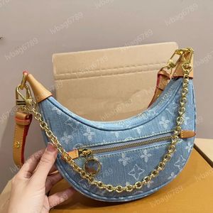 Women Totes Hobo Loop Moon Bags Diagonal Colour printing Shoulder Bag Purse Ladies Luxury Designer Bag Handbags Card Holder Metal Chain Underarm Handbag Purse 24cm