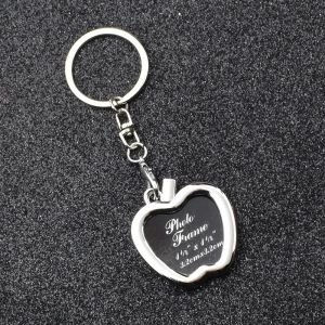 Creative Metal Insert Photo Picture Rame Keyring Heart Apple Клавиц Fob Love Подарочный автомобиль цепочка подвесные аксессуары