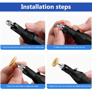 USB Electric Drill Mini Electric Slipe Variable Speed ​​Rotary Tool Drill Bit Gravering Pen Diy Milling Poleringsverktyg