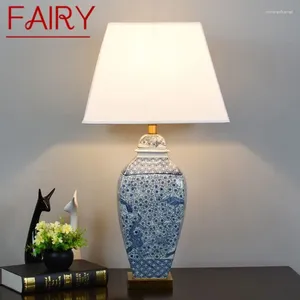 Tischlampen Fairy Contemporary Blue Ceramictable Lampe Luxus Kreativität Wohnzimmer Schlafzimmer Lernen El Engineering Schreibtisch Leuchte