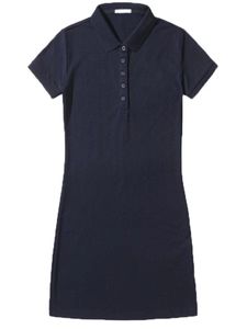 kvinnor lång klänning sommarklänning bomullskjorta polo klädkjol söt kläder vanlig kort ärm broderi asiatisk storlek casual klänningar mode kjolar s-2xl