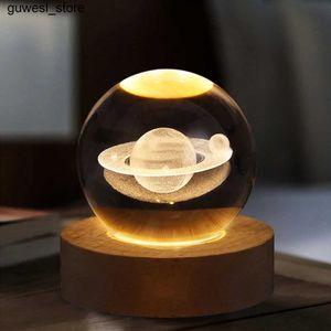 Nattlampor USB LED Night Light Galaxy Crystal Ball Light 3D Planet Moon Light Home Decoration Table Light Valentines Day Gift for Girls and Friends S2452410