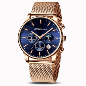 CRRJU 2266 Quartz Mens Watch Hot Selling Casual Personality Watches Populära Student Luxury Wristwatches med rostfritt stål ST 3117