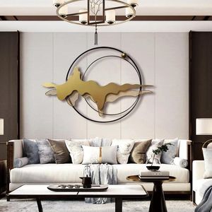 Decorative Figurines Wrought Iron Round Wall Hanging Three-dimensional Mountain Shadow Decoration Living Room Home Zen