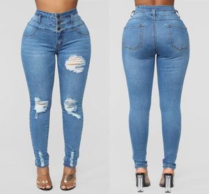 Nuovi jeans da donna ad alta vita di moda primaverile 2020 jeans strappato per donne jeans magri neri