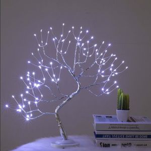 Романтический светодиодный медный ночной свет Mini Touch Christmas Decer Bar Wire Tree Tree Table Table Lamp 108 детская спальня гирлянда для Qitft