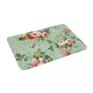 Mattor Vintage Floral Flowers Mönster Non Slip Absorberande Memory Foam Bath Mat för heminredning/Kök/inträde/Inomhus/utomhus/vardagsrum