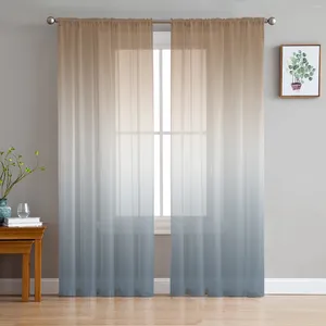 Curtain Brown Grey Gradient Sheer Curtains For Living Room Decoration Window Kitchen Tulle Voile Organza