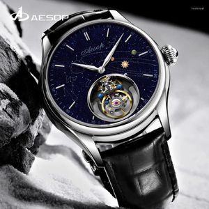 Armbanduhr Aesop Manual Star Tourbillon Mechanical Watch Herren Mode fortgeschrittene Waterpoofgeschäft