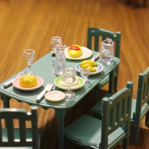 Kitchens Play Food Forest Family Furniture Kitchen Mini Scene Cabinet Decoration Toys Doll House Indoor Model Pretend Game d240527