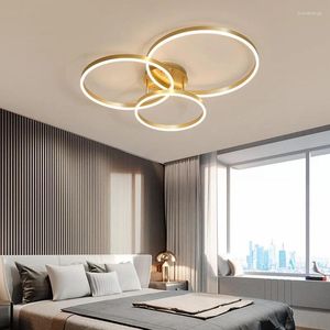 Chandeliers Nordic Creative Round Circle For Bedroom Living Room Restaurant Lighting Golden Coffee Lustre Ring Ceiling Lights