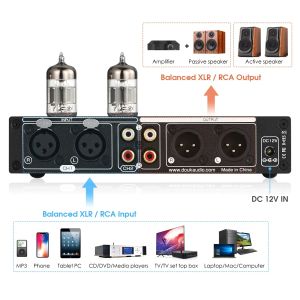 Douk audio hifi ventilrör stereo balanserad xlr/rca förförstärkare 7-band eq utjämnar hemdisk hörlurar amp