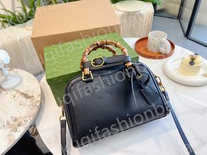 TOP 8A High quality Handbags Designer Bowling Bag Cross Body Shoulder Duffel Bag Bamboo Women Genuine Leather Zip Handbag purse