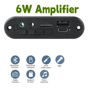 DC 5V 6W Amplifier MP3 Decoder Board 3,5 mm Microphone Bluetooth Handsfree Car Mp3 Player TF AUX USB Record FM Radio för telefon