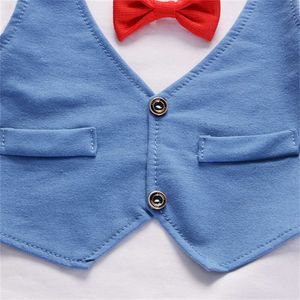 2 pezzi per bambini Summer's Children's Bowtie Gentleman Giving Denim Funco Short a maniche corte a due pezzi Set