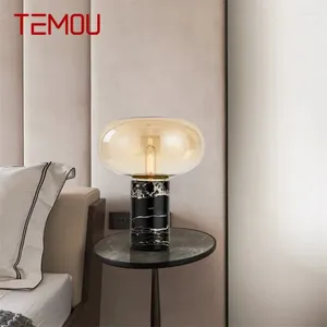 Table Lamps TEMOU Modern Bedside Lamp Marble E27 Desk Light LED Home Decorative For Foyer Living Room Office