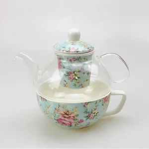 Zestawy herbaciarni Wysokie wygląd Chińsko-Chic Light Luksusowy w stylu ogrodowym Zestaw Teapot Glass Ceramic Mother and Child