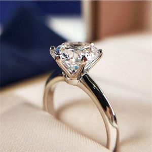 Solitaire 1ct Lab Diamond Ring 100% Real 925 스털링 실버 보석 약혼 웨딩 밴드 반지를위한 신부 파티 선물 XQPCU