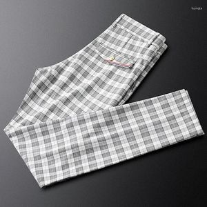 Męskie spodnie Czarno-biały, swobodny biznes letni cienki styl małe stopy w szczupłej przędzy pleca