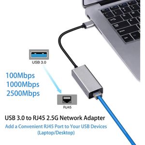 USB Type C Ethernet Adapter Adapter Card Бесплатный драйвер USB Type-C до RJ45 2500 Мбит / с Адаптер LAN для MacBook PC Mac