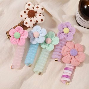 Y2k Heart Design Telephone Wire Accessories Ponytail Elastic Bands Rubber Hair Ties Bundle Scrunchies Women Headband