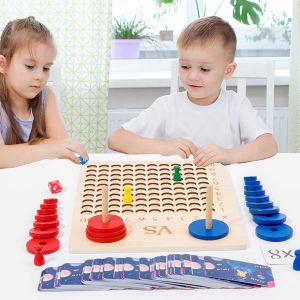 Wooden Math Multiplication Board Montessori Counting Toy Kids Early Learning Educational Toys Interactive Game for Children Gift