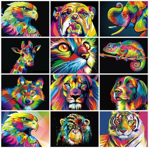 Färger efter siffror djur 50x40 cm bilder oljemålning efter siffror Set presentfärg efter siffror duk vägg set9054421