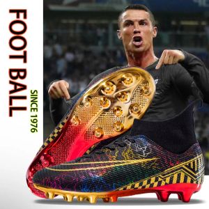 Mans fotbollsstövlar Gold High Ankle Outdoor Cleats FG/TF Soccer Shoes Indoor Grass Cleats Training Match Sneakers 35-47 eur