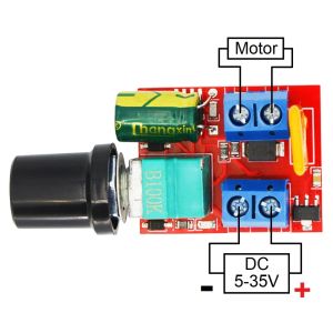 Mini DC-DC Motor 5A PWM Max 90W Hız Kontrolör Modülü 3V 6V 12V 24V 35VDC Hız Regülatörü Ayarlanabilir Kontrol Anahtarı LED Dimmer