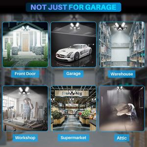 E27/E26 150W LED Garage Light 8000LM Adjustable Deformable Fan Garage Lamp Ceiling Industrial Work Light for Storage Warehouse