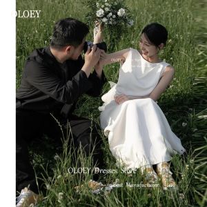 Oloey Elegant Mermaid Wedding Dresses Korea Sposa Stretch Satin Bow Shawl Back Back Abiti da sposa da sposa Country Photoshoot Country