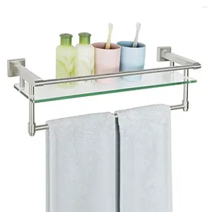 Caixas de armazenamento prateleiras de banheiro prateleira de vidro com toalhas de parede de barra de parede Organizador de chuveiro quarto de cozinha Sus304 inoxidável