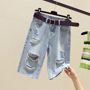 Frauen Jeans Frau Hosen 2024 Frühlings Sommershorts Freizeit gerissene Hem-Pantalone mit geradem Bein Vaqueros Mujer