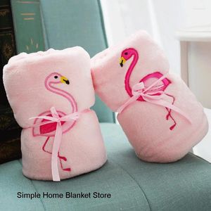 Blankets Ins Nordic Style Blanket Flamingo Double-sided Flannel Nap Air Conditioning Creative Christmas Gift