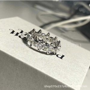 Märke Westwoods Little Saturn Full Diamond Ring Female 925 Silver Stapled Planet med diamanter Remastered in High Version Nail