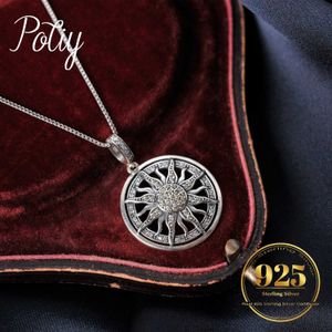 Pendant Necklaces Potiy Retro Sun God 0.5ct Round Cut Yellow Cubic Zirconia Pendant Necklace Chainless Bride Gift for Her 925 Sterling Silver S2452599 S2452466