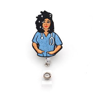 10pcs Lot Medical Key Rings Felf Retrattile Black Nurse Shape Badge Rull per regalo 313U