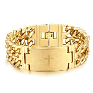 Punk Cuban Link Bracelets Mężczyzna złoty kolor stalowy stal nierdzewna chrześcijańska biblijna bransoletka dla mężczyzn biżuteria religijna 240507