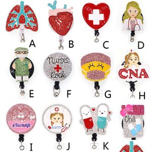 Anelli chiave in lega medica medica personalizzata Rinestone ID retrattile botola di badge per infermiere decorazione regalo per la consegna di gioielli dhozc